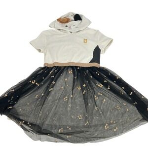 Squishmallows Kids Cat Dress XL Hoodie Tulle Skirt Gold Stars Music Notes